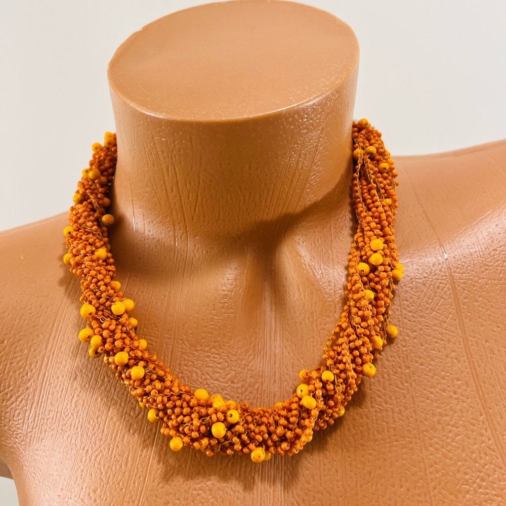 Women’s Jewelry Chunky Bead Necklace Orange - Picture 1 of 8